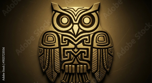 Ancient Tribal Owl Symbol Carved in Stone.