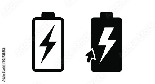 Two battery icons one full one partially depleted with a broken corner