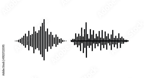 Two waveform displays showing audio signal patterns simple silhouette