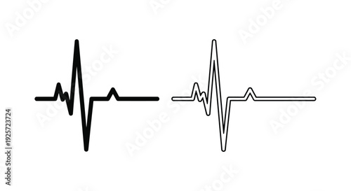 Simple black and white illustration of a heartbeat line graph