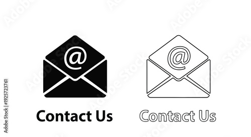 Two email envelope icons with the text contact us below each