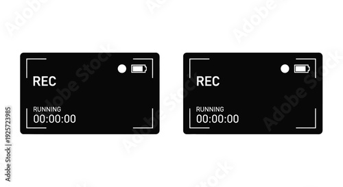 Two action camera displays showing recording status and battery level
