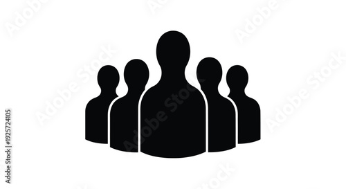 Simple black silhouettes of a group of people standing together