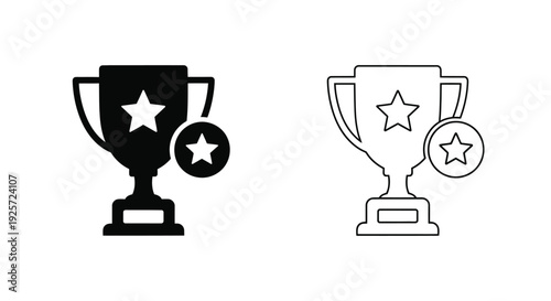 Two trophy icons a filled black version and a line art version
