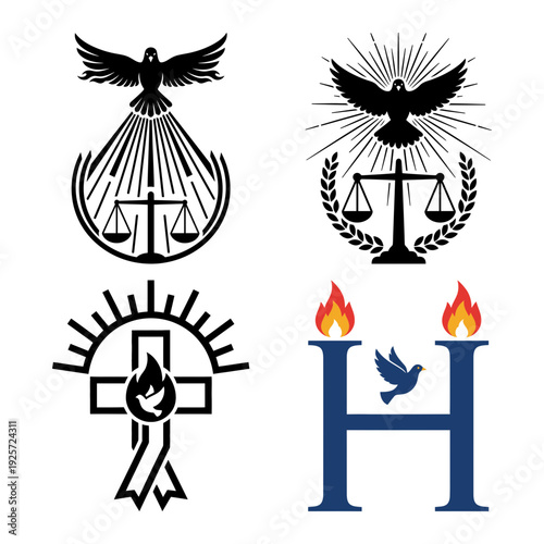 Pentecost Flame of Faith and Gospel Symbol Icon Bundle