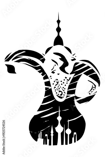 emirates cup of tea jug trophy logo black symbol abstract design vector illustration