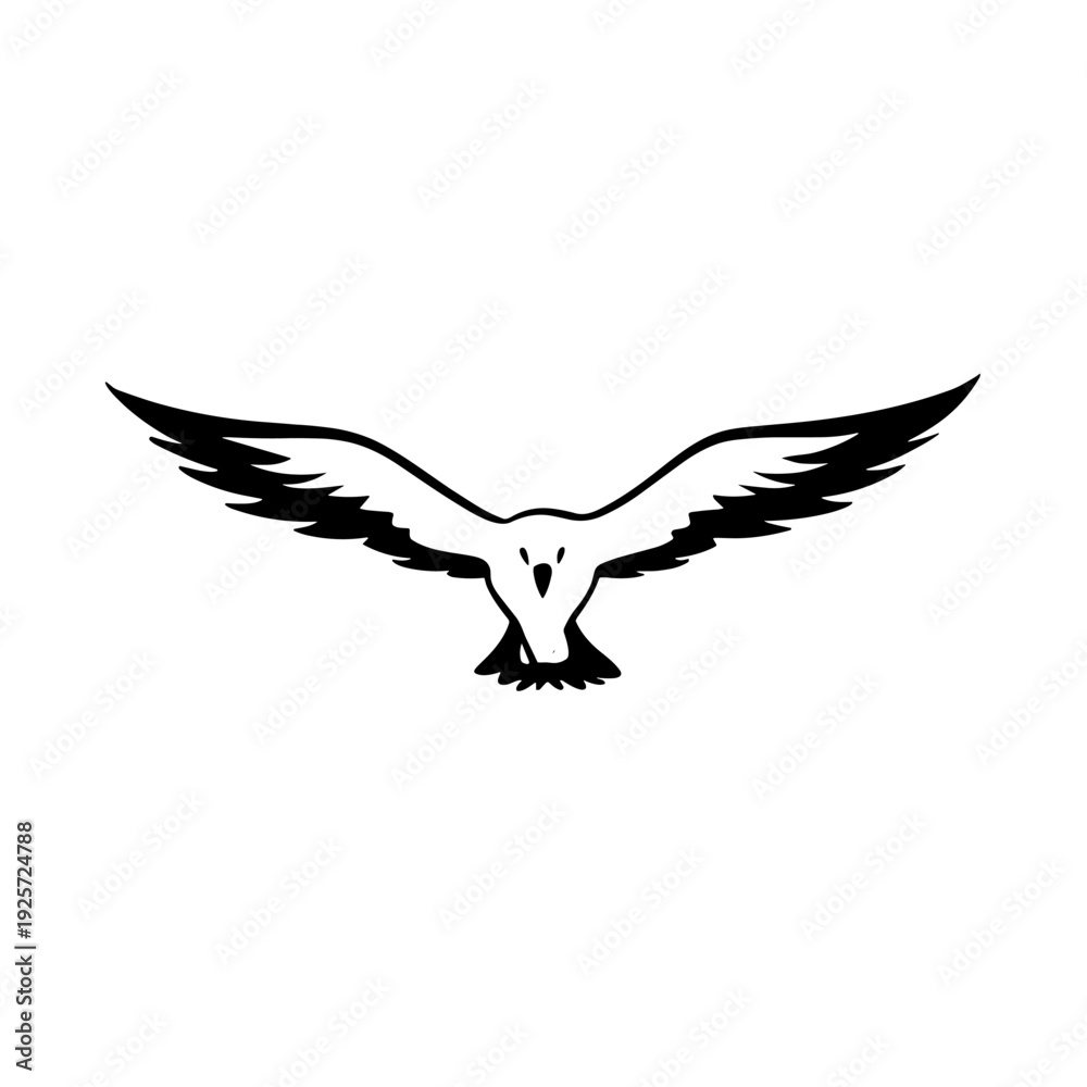 Obraz premium Albatross. Albatross simple black and white line art vector logo