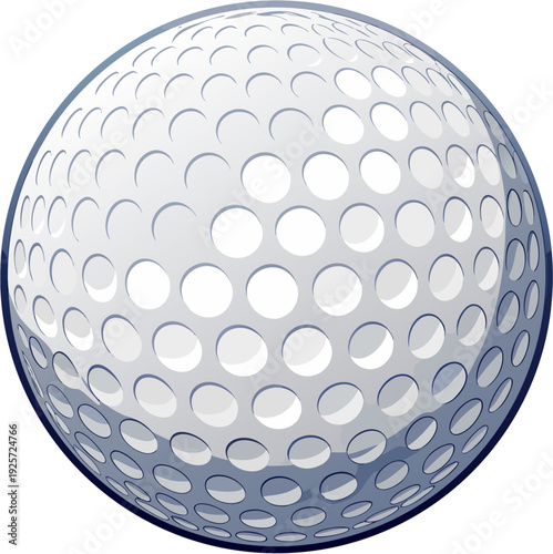 White Golf Ball Flat Vector Illustration with Dimples