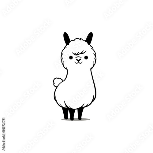 alpaca. alpaca simple black and white line art vector logo