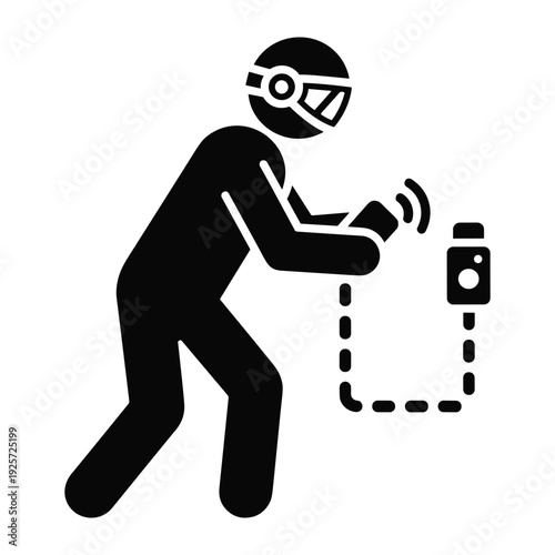 Criminal wearing a helmet uses a mobile device to wirelessly bypass home security