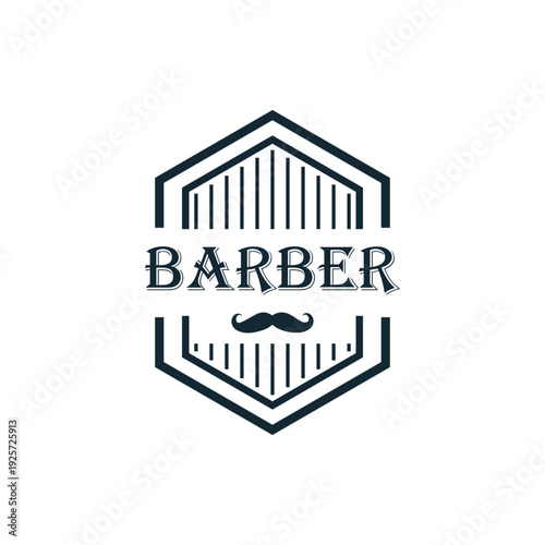 Modern Barber Shop Logo Design Template with Vintage Style Emblem