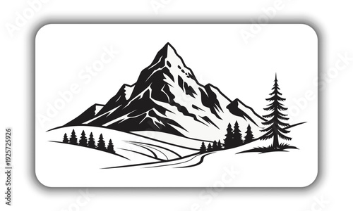Alpine Mountain Peaks Vector – Nature Landscape Logo