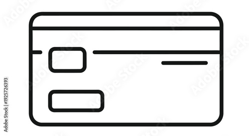Simple line drawing of a rectangular credit card with magnetic stripe and chip