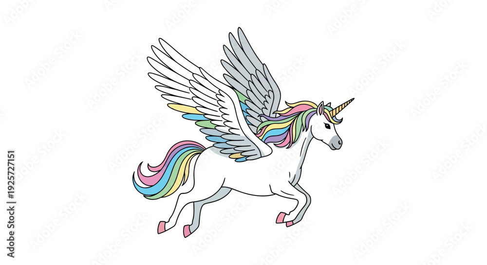 custom made wallpaper toronto digitalMagical white unicorn with rainbow mane flying through sparkling air