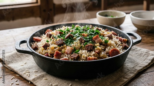 Traditional Arroz Carreteiro with Sun Dried Beef and Parsley