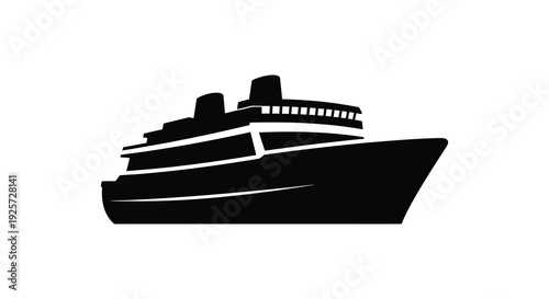 Black ship outline against a white background classic design silhouette