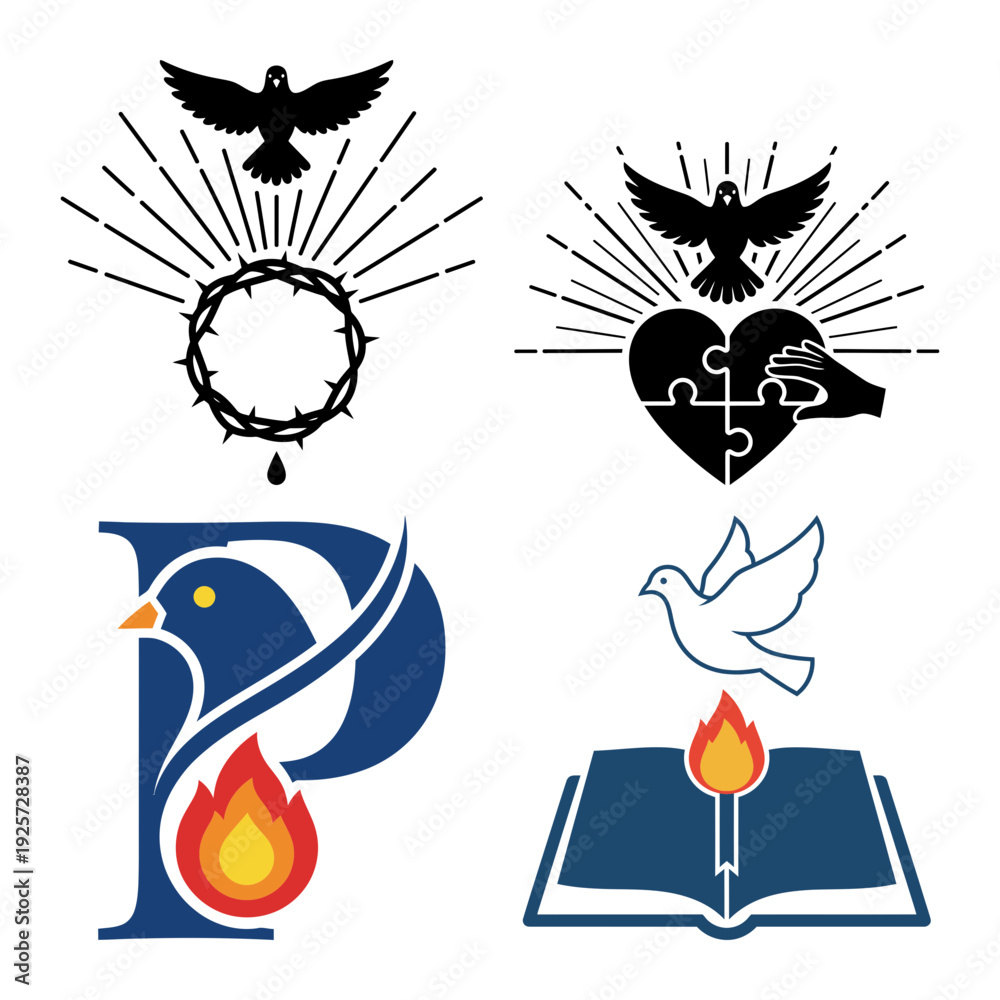 Naklejka premium Pentecost Bible Gospel and Scripture Icon Bundle