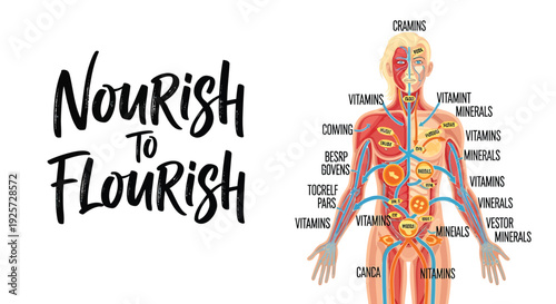 Human body anatomy icon with labeled organs and systems