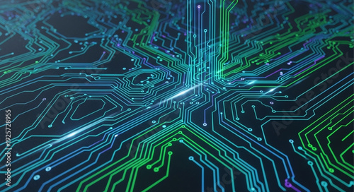 Abstract glowing circuit board digital technology background.