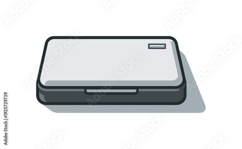 Flat illustration of a portable external hard drive on a light gray background