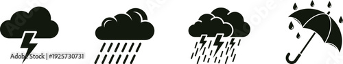 Weather icons depicting various precipitation and storm conditions