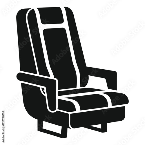 airplane passenger seat silhouette line art vector illustration with a white background