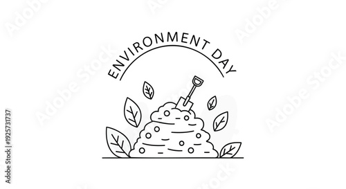 Environment Day icon with leafy compost pile
