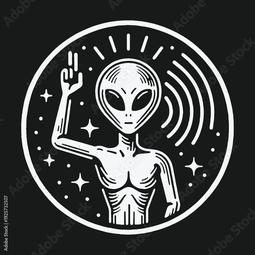 Alien Contact: Extraterrestrial Being Reaching Out in the Cosmos.