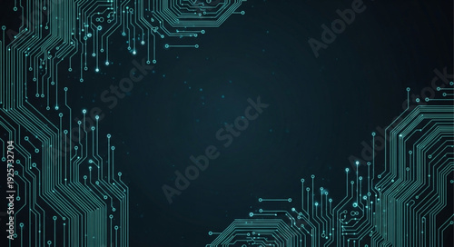 Abstract Circuit Board Technology Background with Glowing Lines.