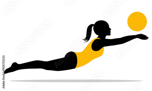  Beach volleyball woman diving sand