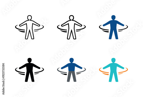 Personal freedom expression symbol showing a calm figure standing confidently in open space with gentle motion accents that