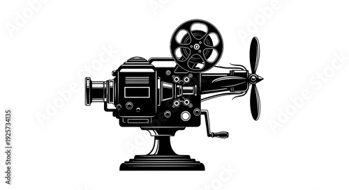 Vintage film projector illustration showcasing classic movie making technology high quality professional