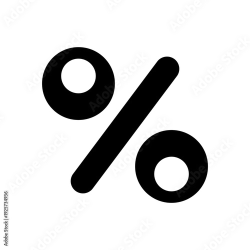 Percent sign. Symbol. Black silhouette. Front view. Vector simple flat graphic illustration. Isolated object on white background.