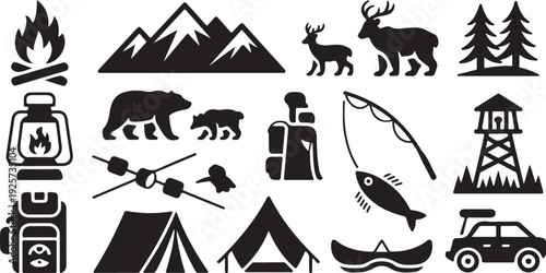 Black and white camping and outdoor adventure