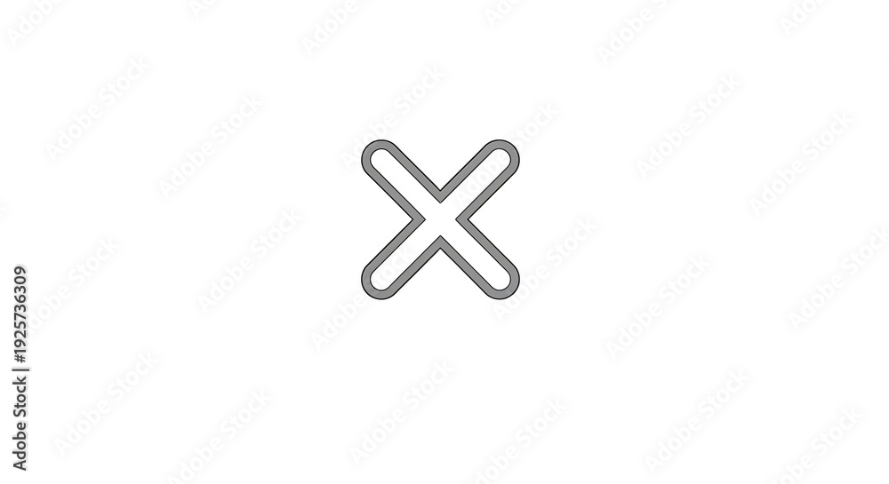 Fototapeta premium A minimalist gray X symbol on a transparent background