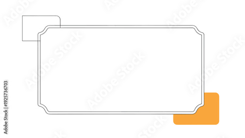 Clean and modern rectangular frame featuring minimalist corner accents and tabs for labels quotes or decorative text containers in web design.