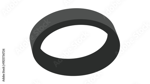 A 3D rendered graphic of a geometric object, resembling a torus or a curved ribbon