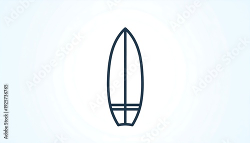 Simple Surfboard Icon on White Background.