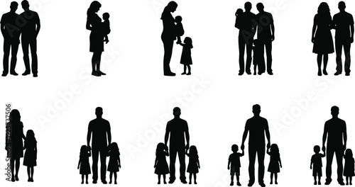 Silhouette of various family units and relationships