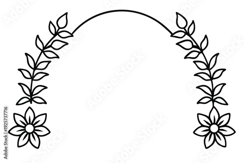 set of floral arch frame template silhouette line art vector illustration with a white background
