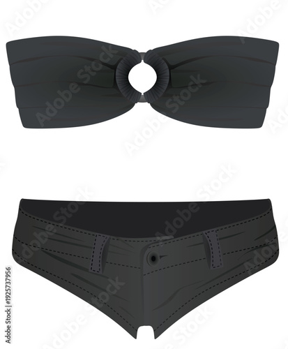Black bra t shirt and shorts. vector illustration