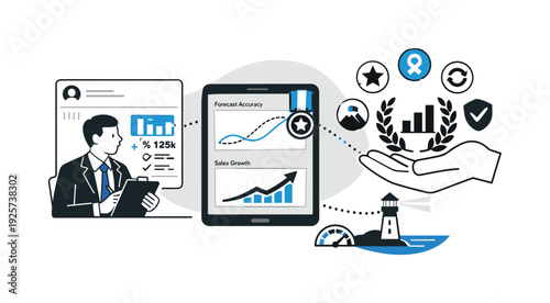 Business analytics and growth strategy with data visualization and performance metrics