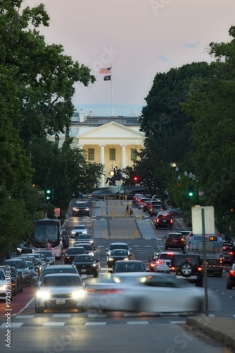 Wallpaper Mural Cars driving on a road in washington DC at sunset with the white house in the background Torontodigital.ca
