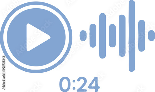 Digital audio voice message play button with waveform