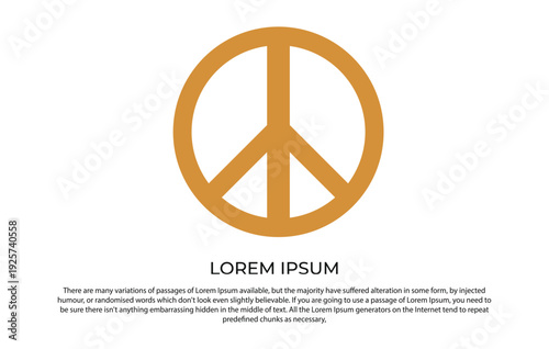Golden Peace Sign Hippie Symbol Freedom Concept Flat Vector Icon