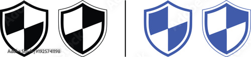 shield icon isolated on white background, vector illustration of security and protection symbol in solid and outline styles for safety and privacy concepts.