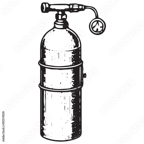 Vintage Scuba Oxygen Tank Cylinder Diving Air Supply Illustration