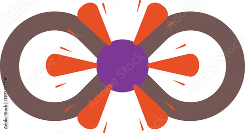 Infinity connection symbol illustration isolated on white background featuring abstract loop shape with energy burst concept for continuity, networking and limitless design concept