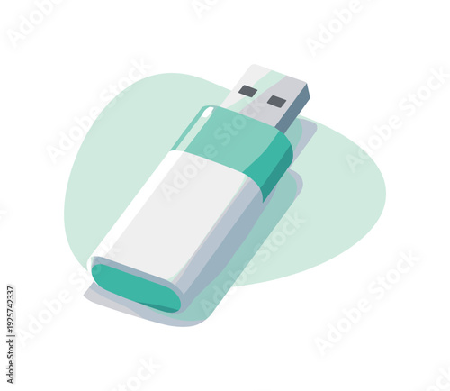 Modern USB flash drive with a clean, minimalist design and teal accents