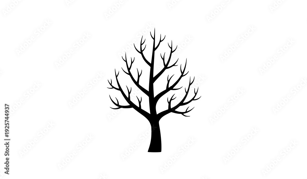 Obraz premium Flat Style Leafless Fruit Tree in Winter Field Seasonal Nature Vector Illustration Isolated on White Background